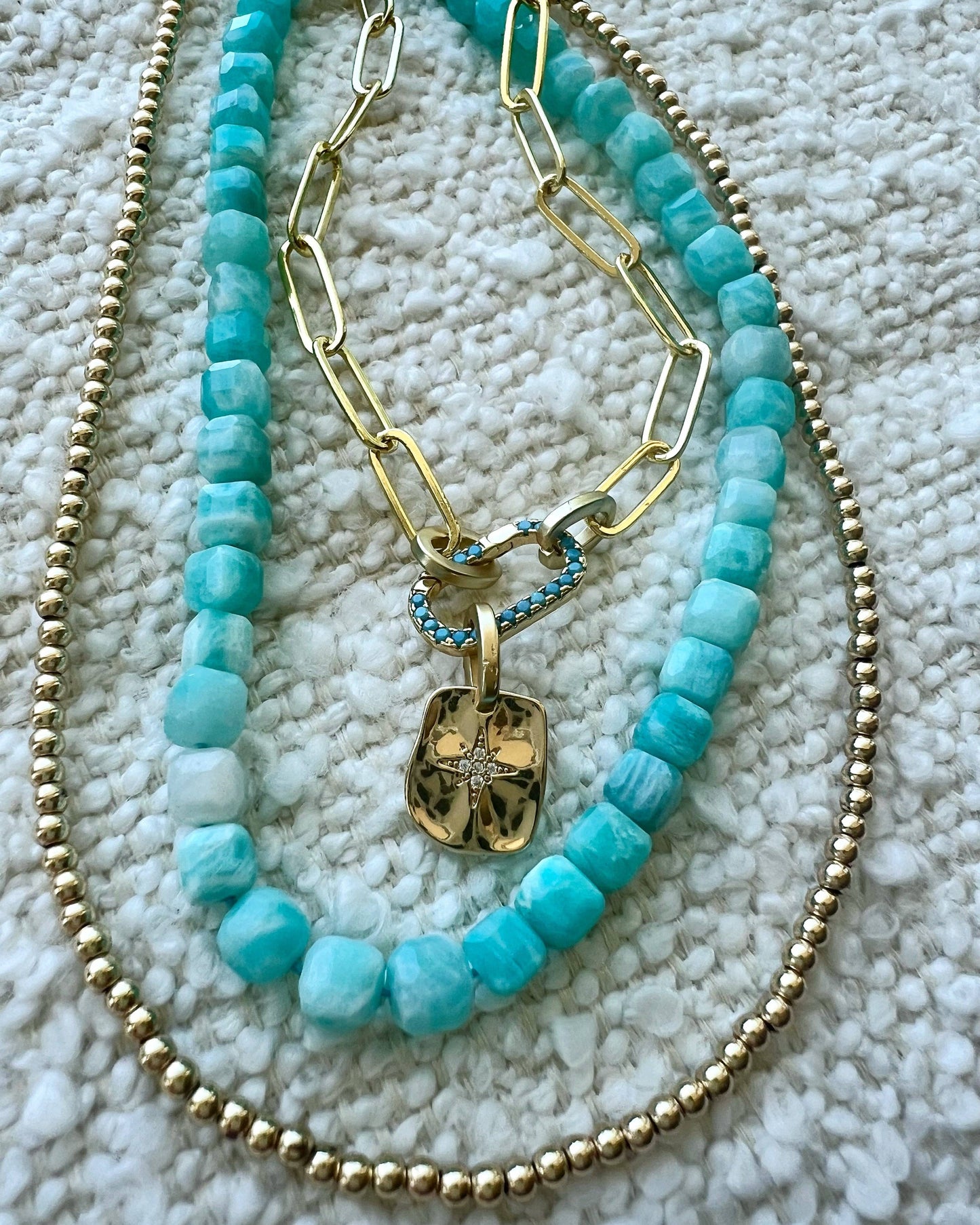 Turquoise Carabiner Paperclip Necklace