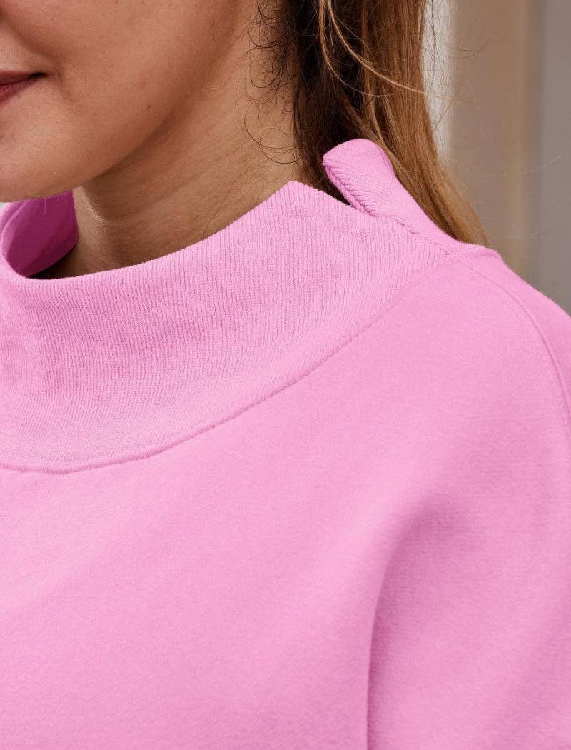 Elevated Mock Neck Loose Top: GREY / 2XL