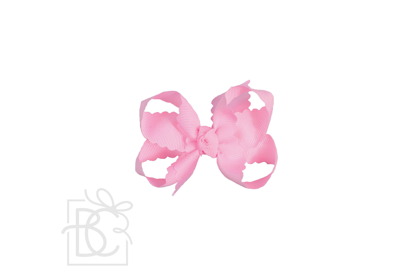 SCALLOPED EDGE BOW: White / 4.5" Large - 1.5" Ribbon on Alligator Clip