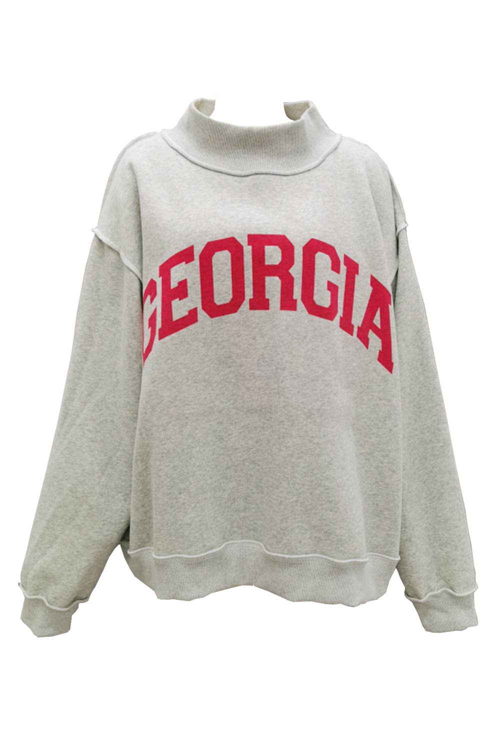 IT2594-GEORGIA 'GEORGIA & GA' Print Reversible Mockneck Swea: Heather grey / S/M-L/XL (3-3)