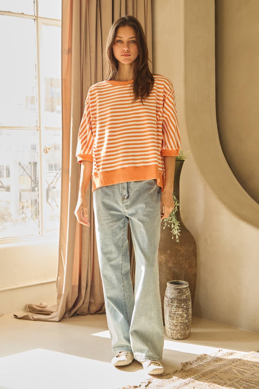 Striped Knit Top: Blue Multi / S