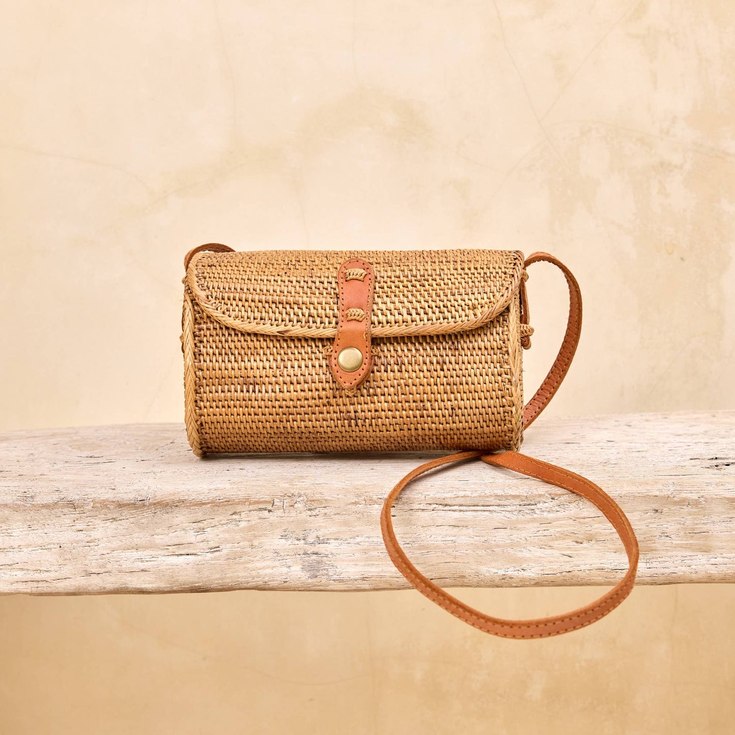 Ata Vine Rattan Straw Small Crossbody Bag