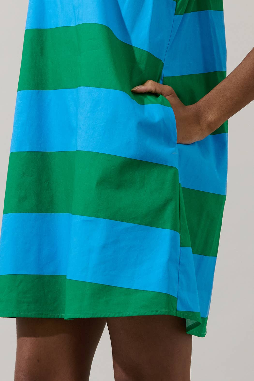 Valdy Striped Lexya Collared Shift Mini Dress: BLUE-GRN-STRIPE / S