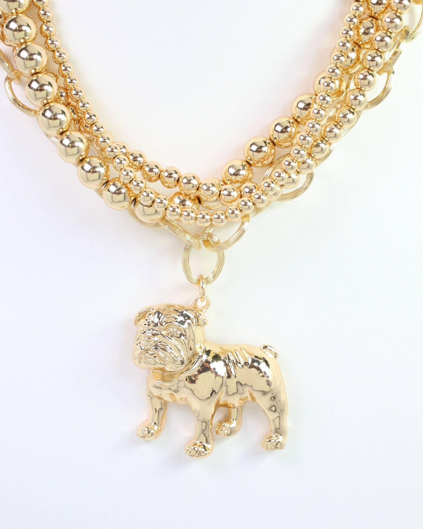 Bree Beaded Layered Necklace Standing Dog Gold: Default