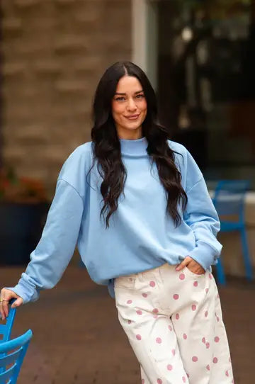 Mock Neck Sweatshirt, Blue: Blue / XL