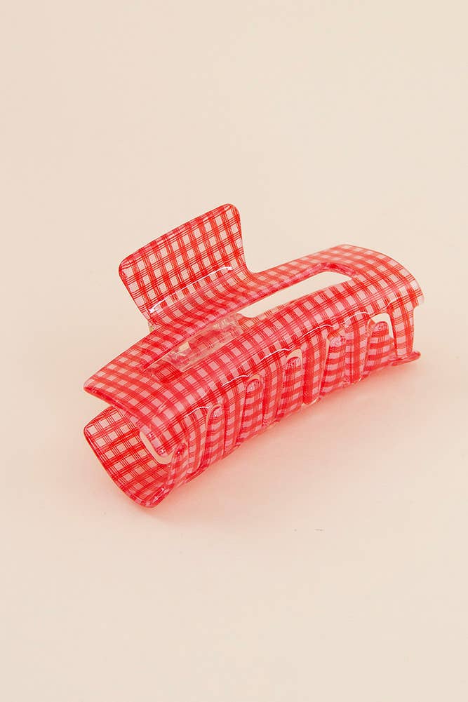 Gingham Hair Claw Clip: Purple