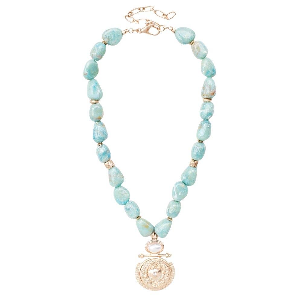COIN PENDANT BEADED NECKLACE, NDN 8131: IV
