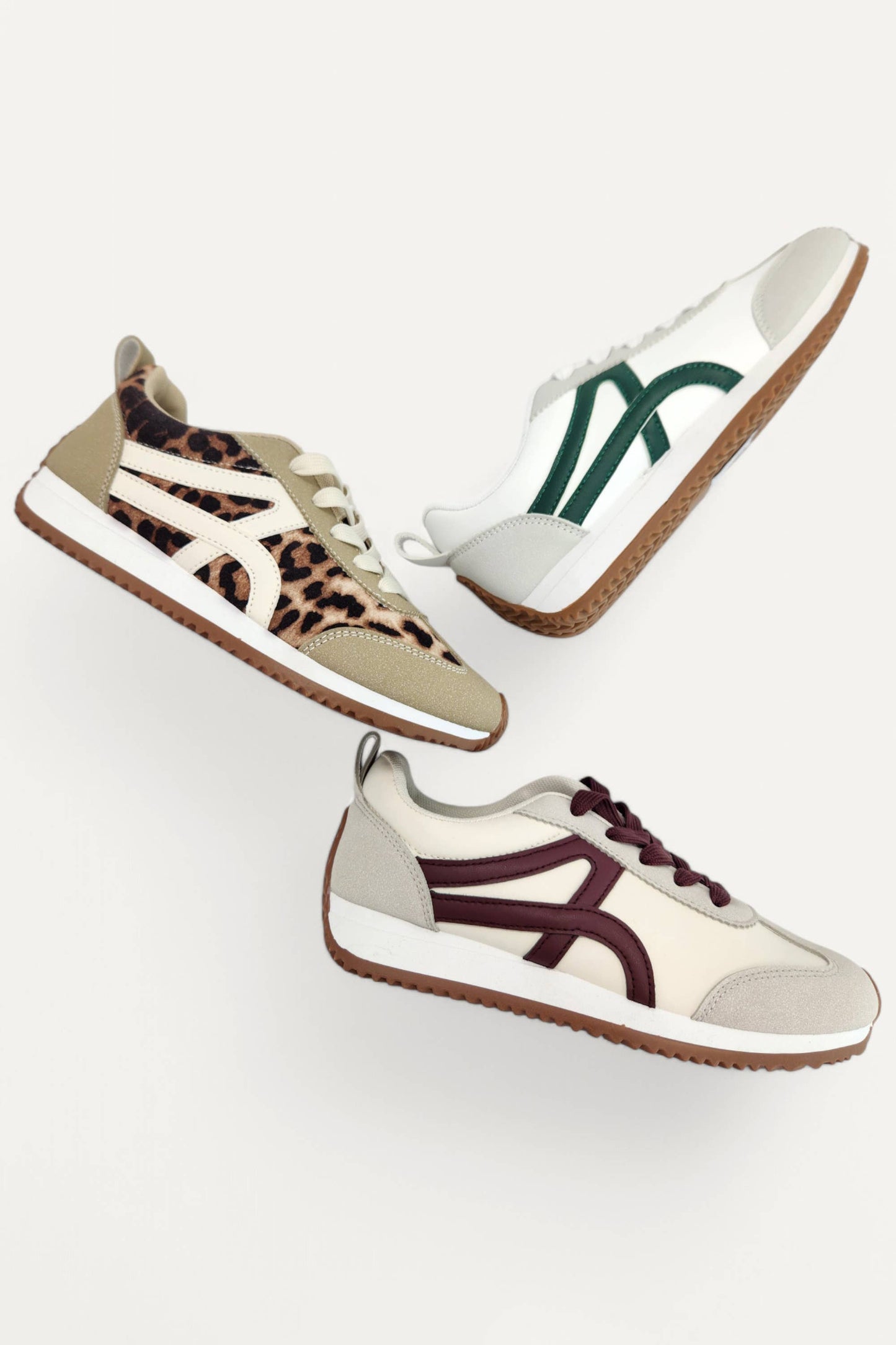 ANKI-1 SWOOSH LINE DESIGN GUM SOLE SNEAKERS: BLACK / B12