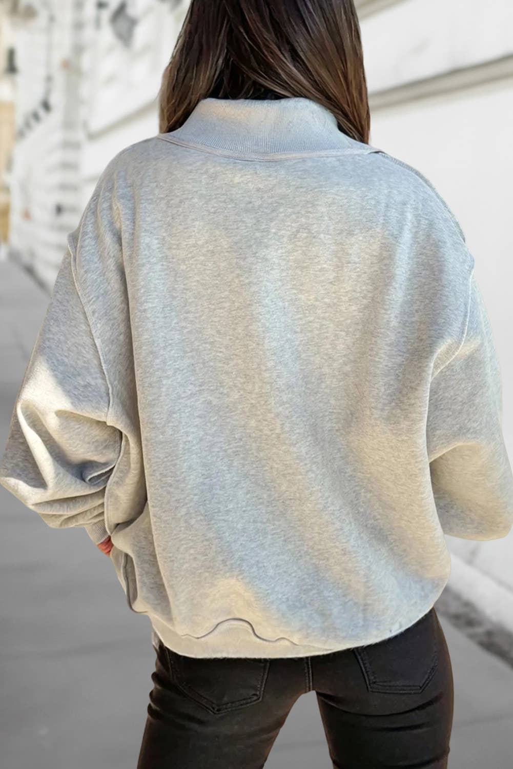 Reversible Oversized Mock Neck Sweatshirt | S-4X: Black / M