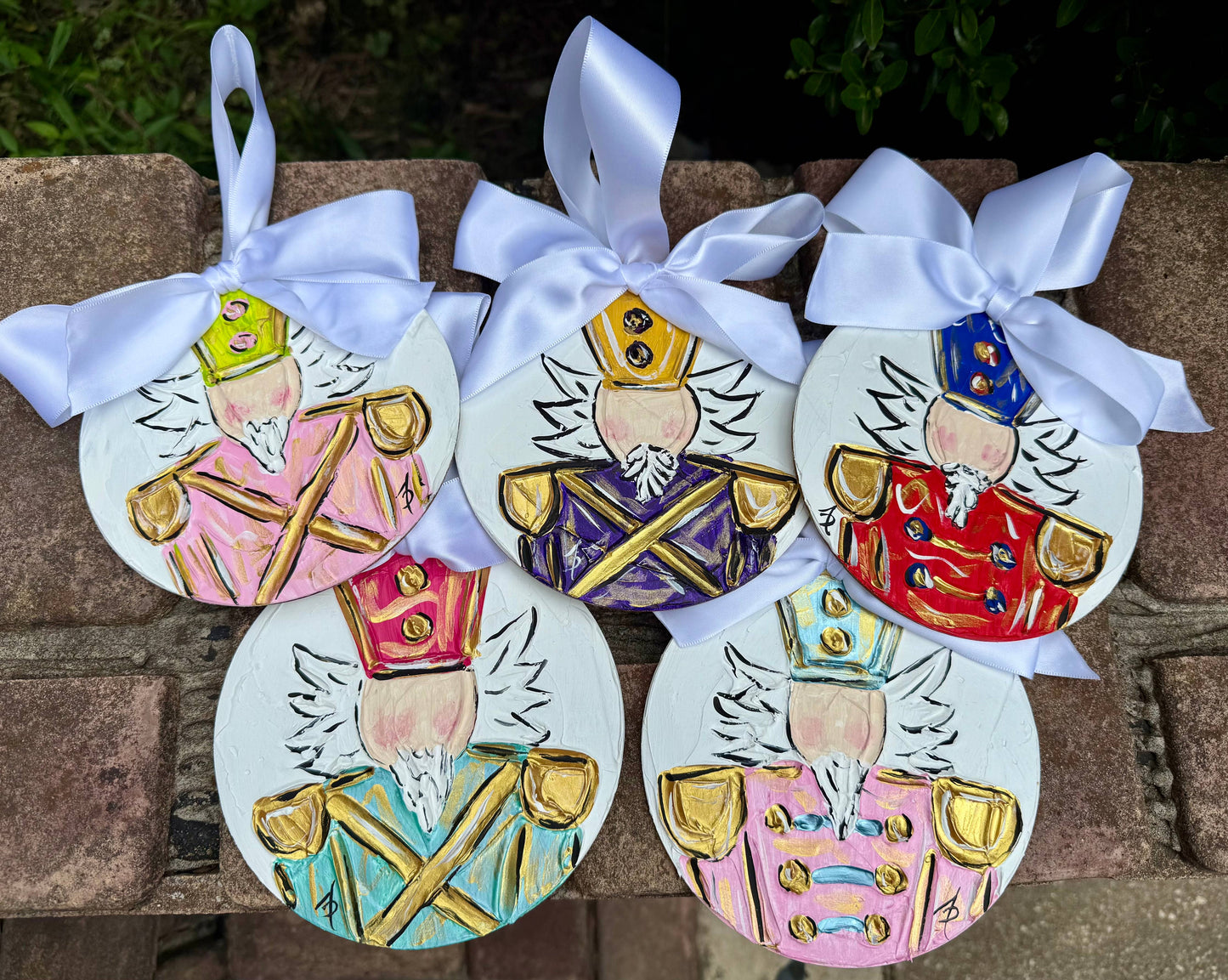 Nutcracker ornament textured hand painted : Red/blue