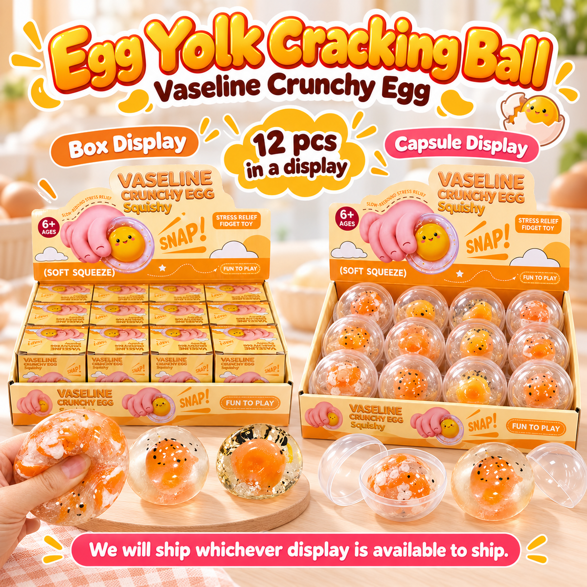Egg Yolk Cracking Ball — Vaseline Crunchy Egg Squishy