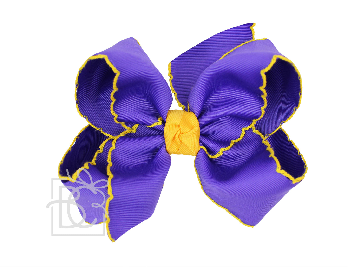 Crochet Edge Bows  (Purple & Yellow Gold): 4.5" Large