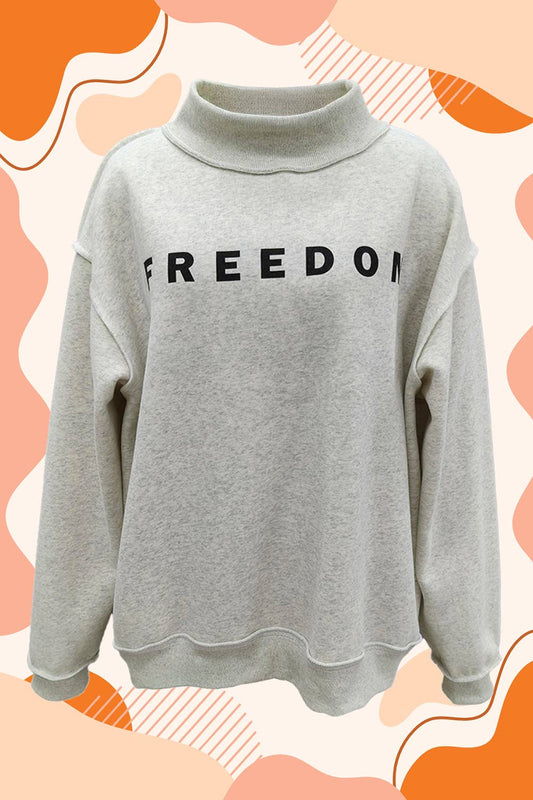 IT2594-FREEDOM  'FREEDOM/LEGACY' Print Reversible Sweatshirt: Ash grey / S/M-L/XL (3-3)