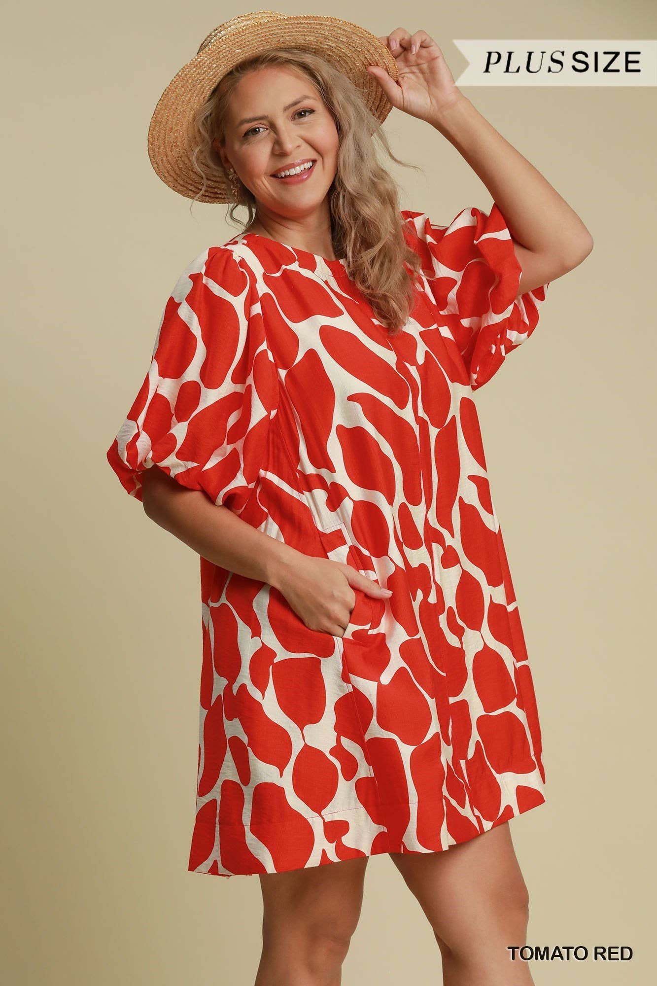 Plus Two Tone Abstract Print Dress: BLACK / 1-1-1 (XL-1XL-2XL)