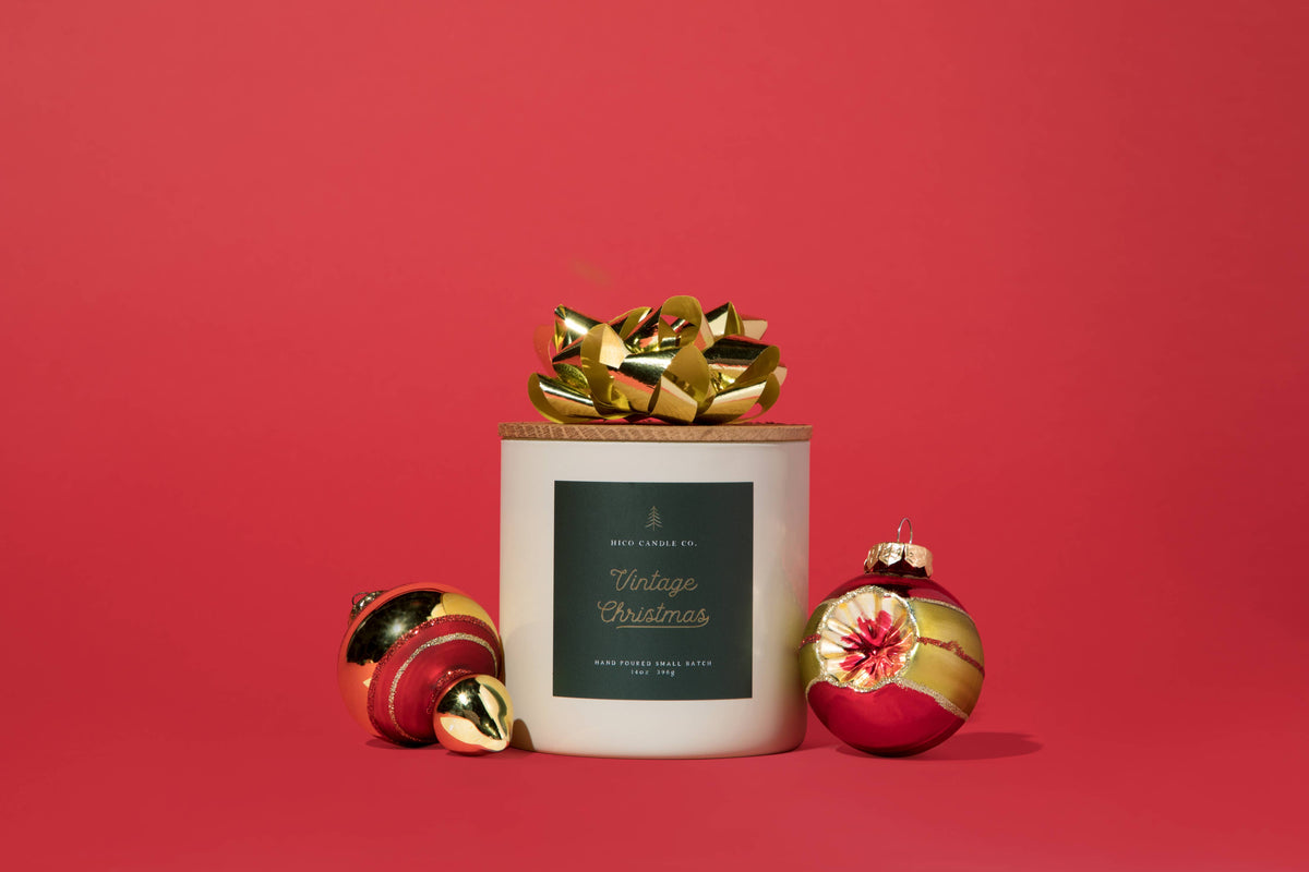 Vintage Christmas Soy Candle 14 oz | Pine, Orange, Clove