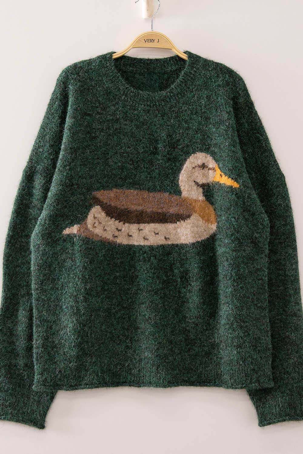 12W3683N-Cozy Mallard Sweater: MOCHA / S-M-L/2-2-2