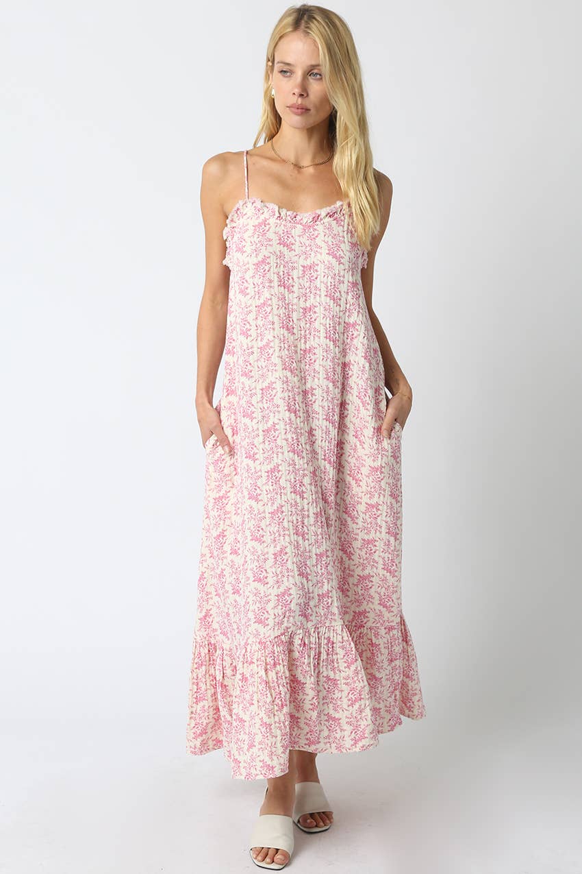 Katie Ruffle Maxi Dress: Blue / Contemporary / L