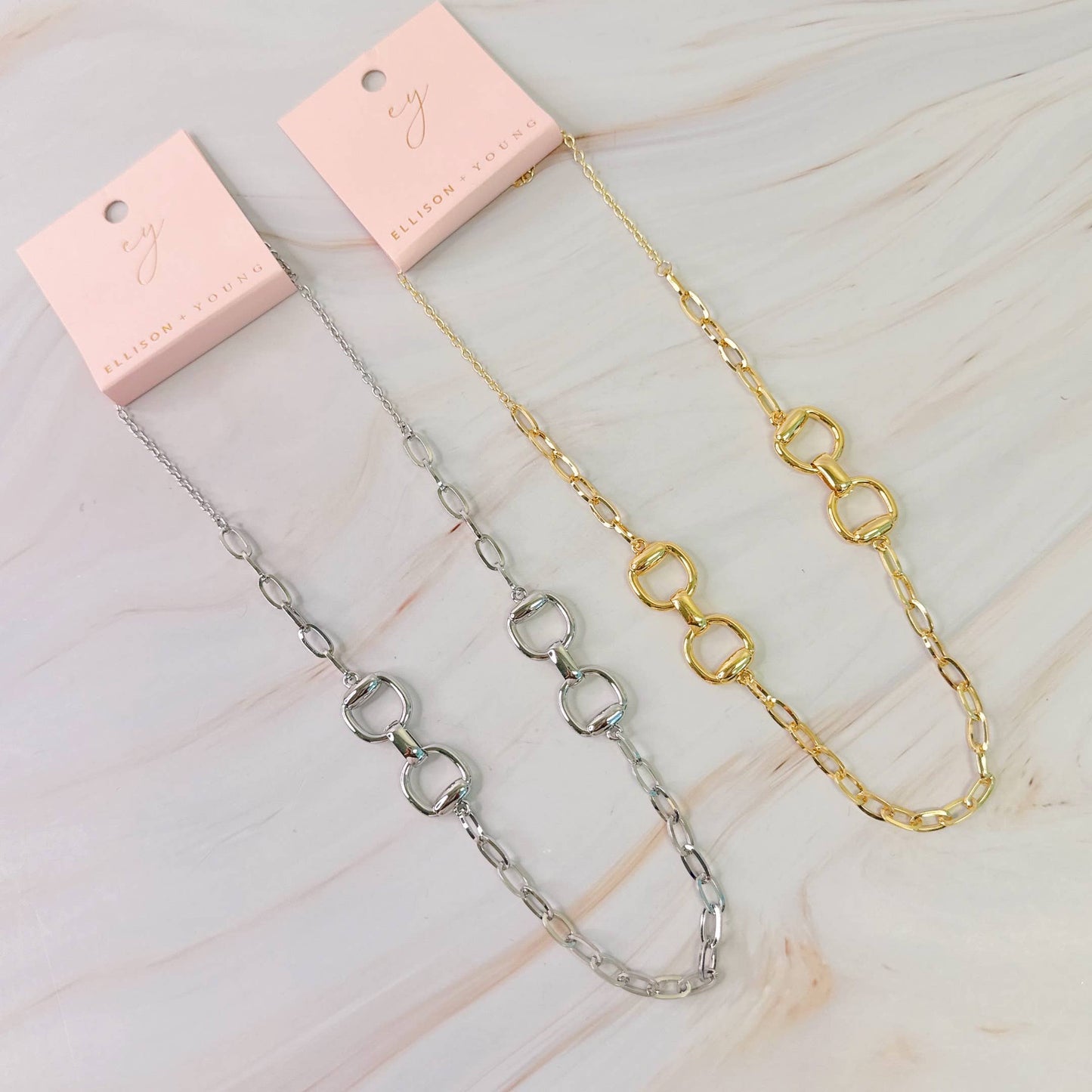 Double Equestrian Chain Necklace: Gold