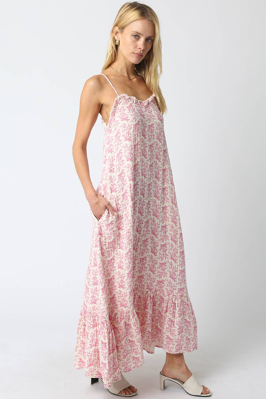 Katie Ruffle Maxi Dress: Blue / Contemporary / L