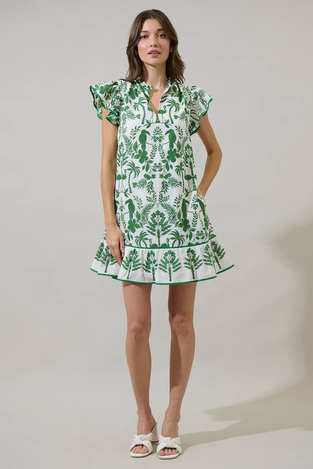 Davina Floral Ebba Shift Mini Dress: COBALT-WHT / L