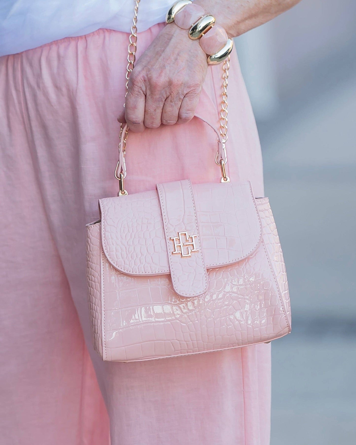 Tucker Handbag Blush Patent EC: Default