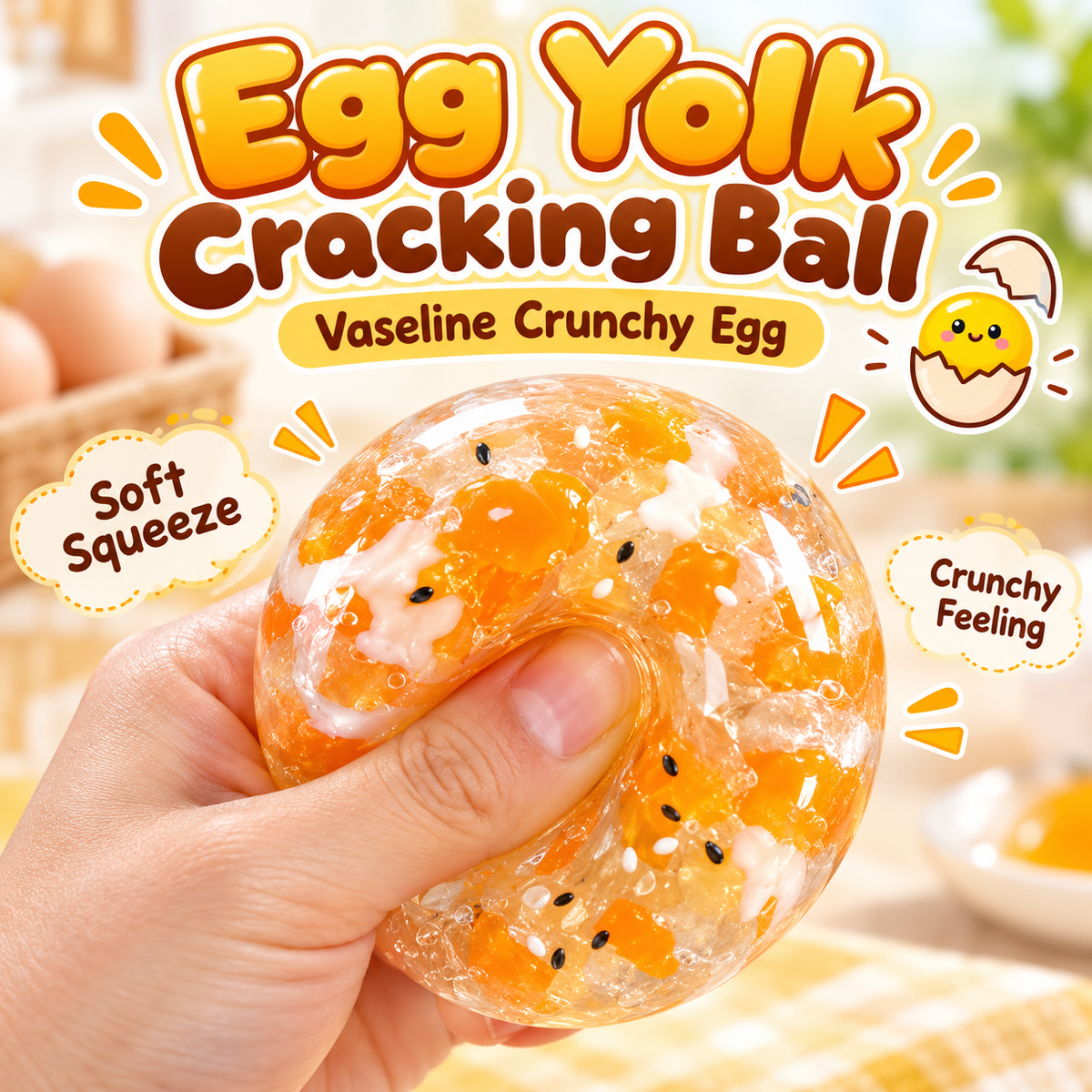 Egg Yolk Cracking Ball — Vaseline Crunchy Egg Squishy