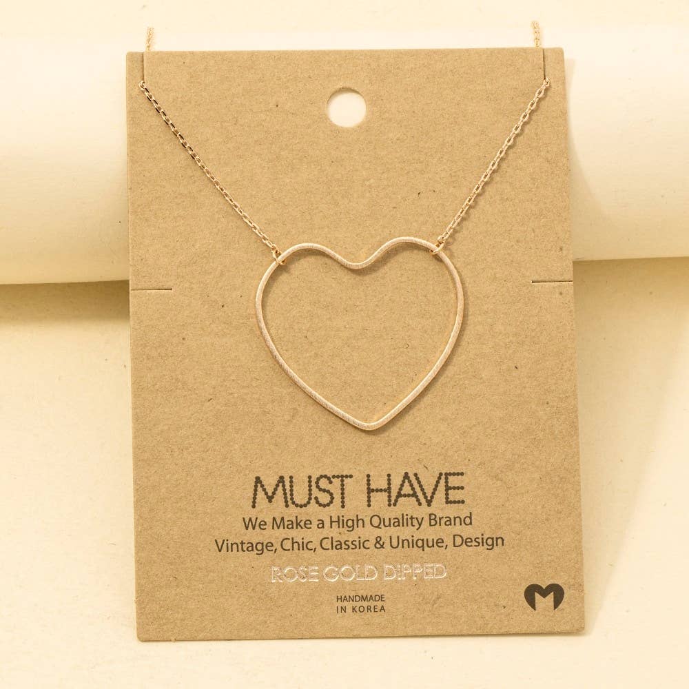 Gold Dipped Heart Cutout Pendant Necklace: G