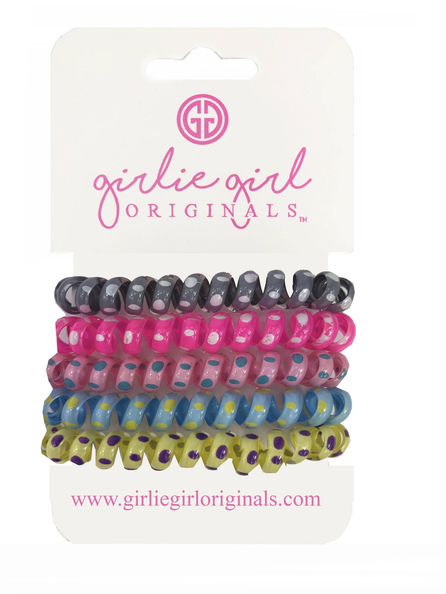 TC-DOT 13 Gry/Yel Telephone Cord Hair Ties: Dots 2