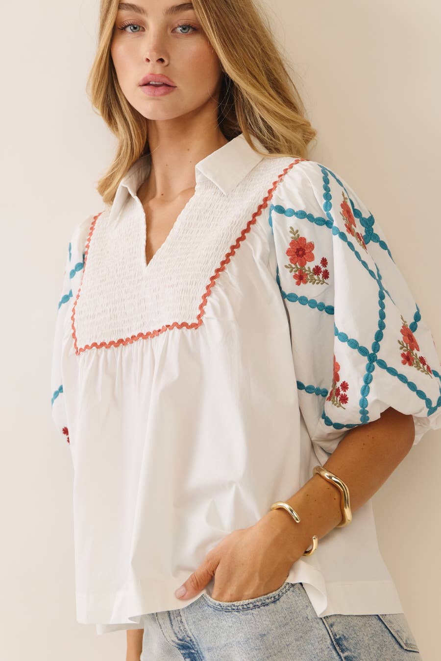 Plus Cotton Poplin Top: White / Plus Size / 1XL