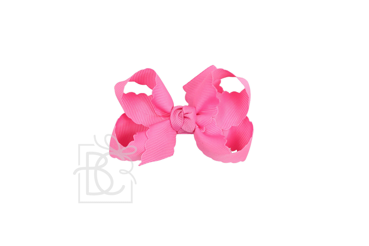 SCALLOPED EDGE BOW: Pink / 4.5" Large - 1.5" Ribbon on Alligator Clip