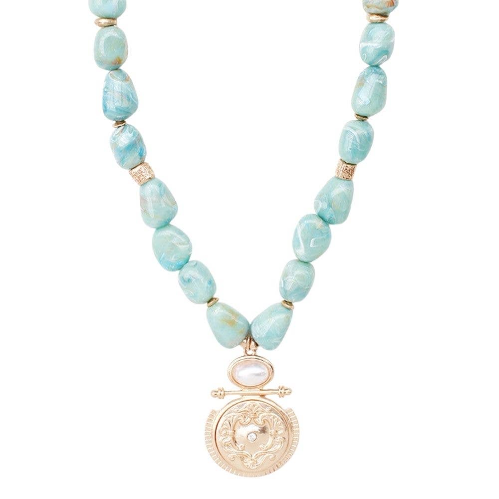 COIN PENDANT BEADED NECKLACE, NDN 8131: IV