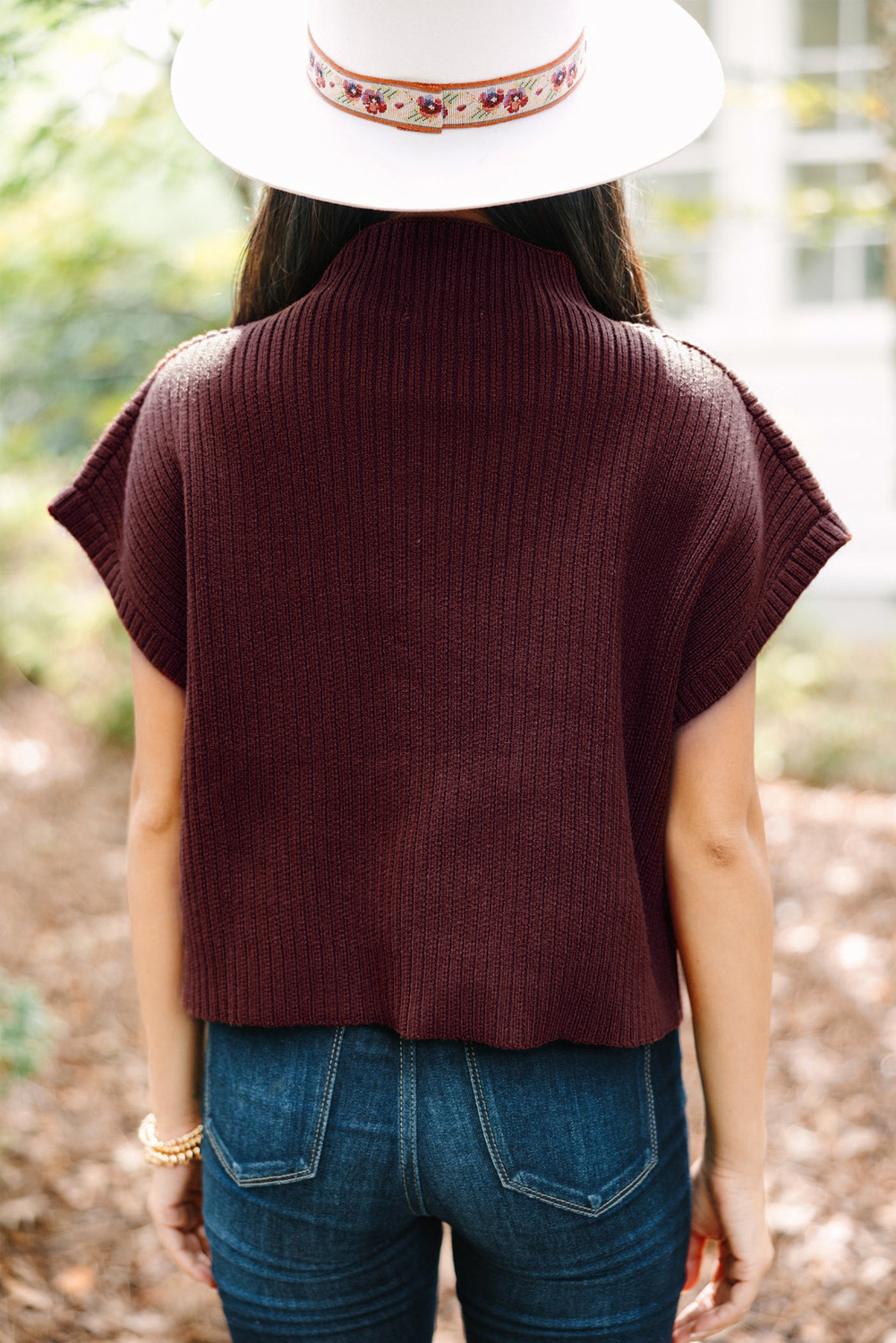 Oatmeal Patch Pocket Ribbed Knit Short Sleeve Sweater: Oatmeal / 50%Viscose+28%Polyester+22%Polyamide / S