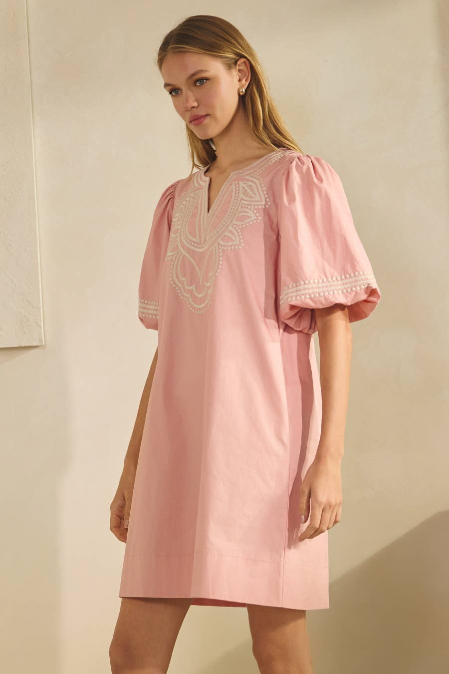Plus Cotton Poplin Mini Dress: Misty Blue / Plus Size / 2XL
