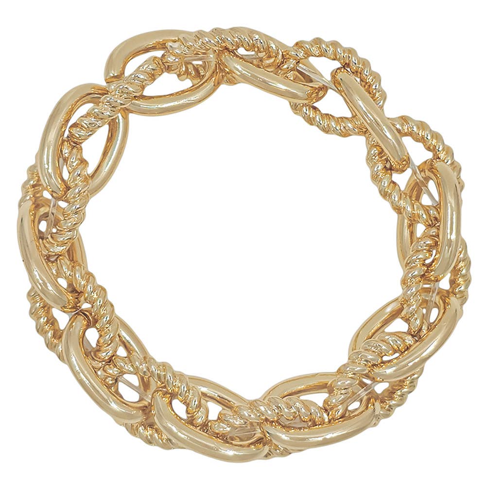 CHUNKY OVAL CHAIN 2 TEXTURED METAL STRETCHED BRACE, MB 1869: GD