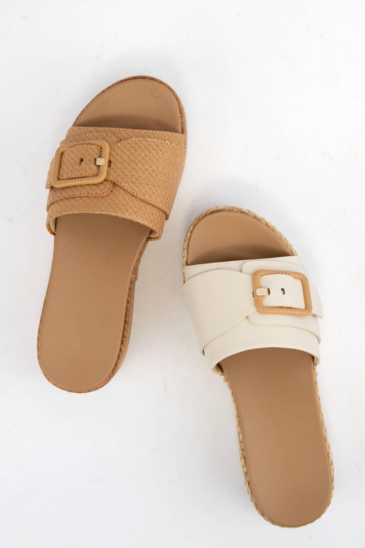 LULAH BUCKLE STRAP DESIGN PLATFORM SLIP-ON SANDALS: GOLD / B16