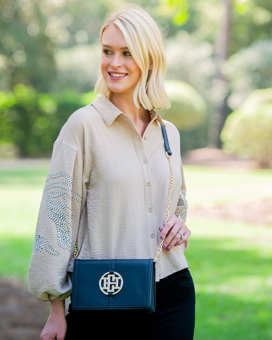 Cecilia Circle Logo Handbag Black: Default