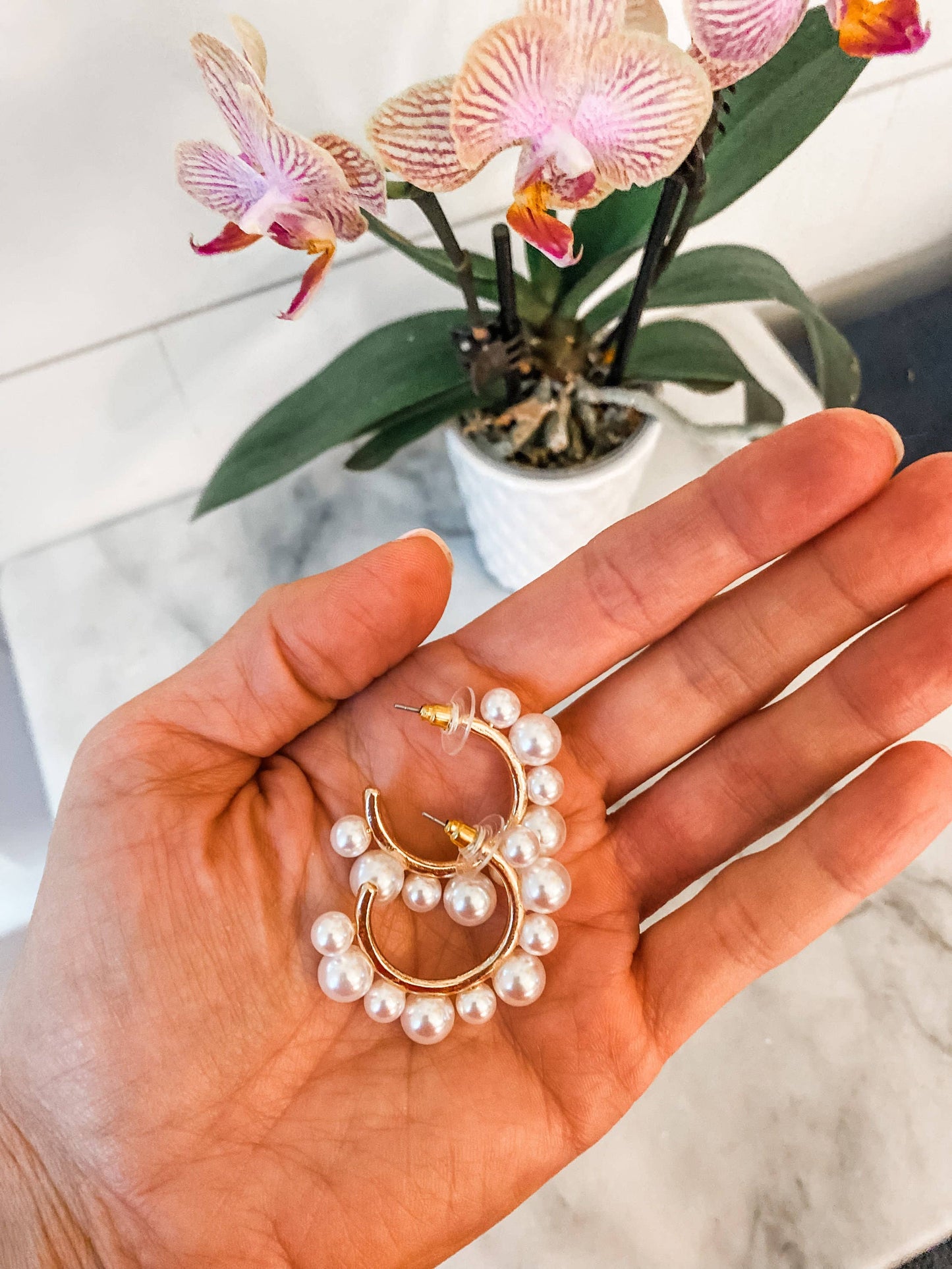 Pearl Hoop Earrings - Southern Statement Jewelry