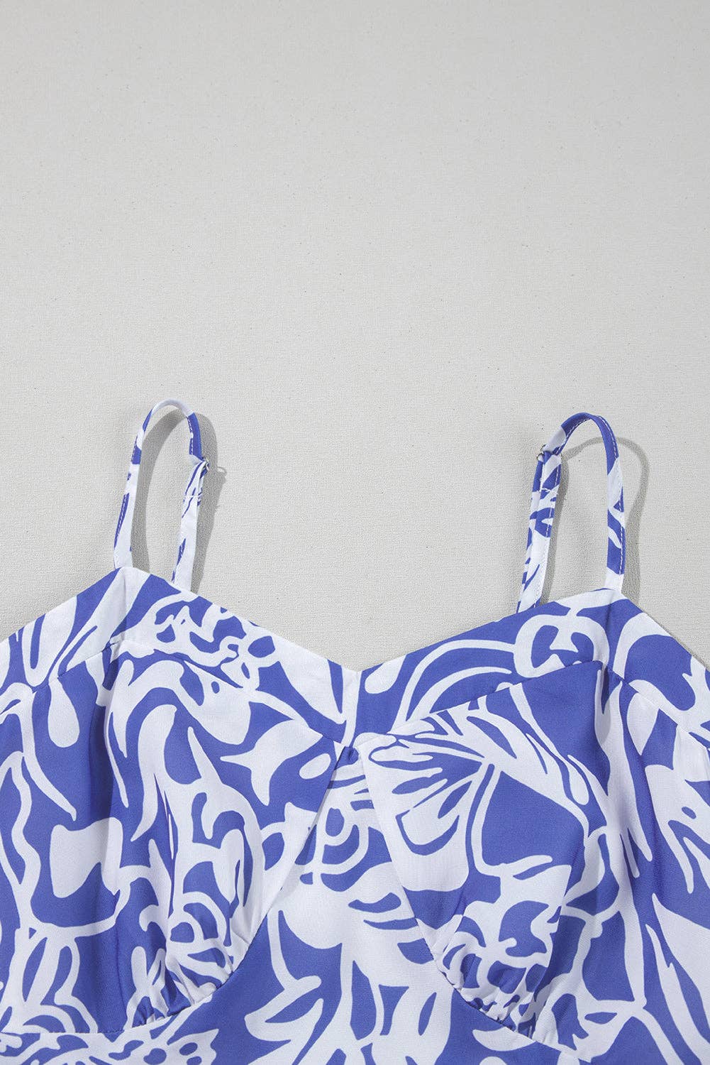 Sky Blue Floral Print Spaghetti Strap High Waist Maxi Dress: Sky Blue / 100%Polyester / L