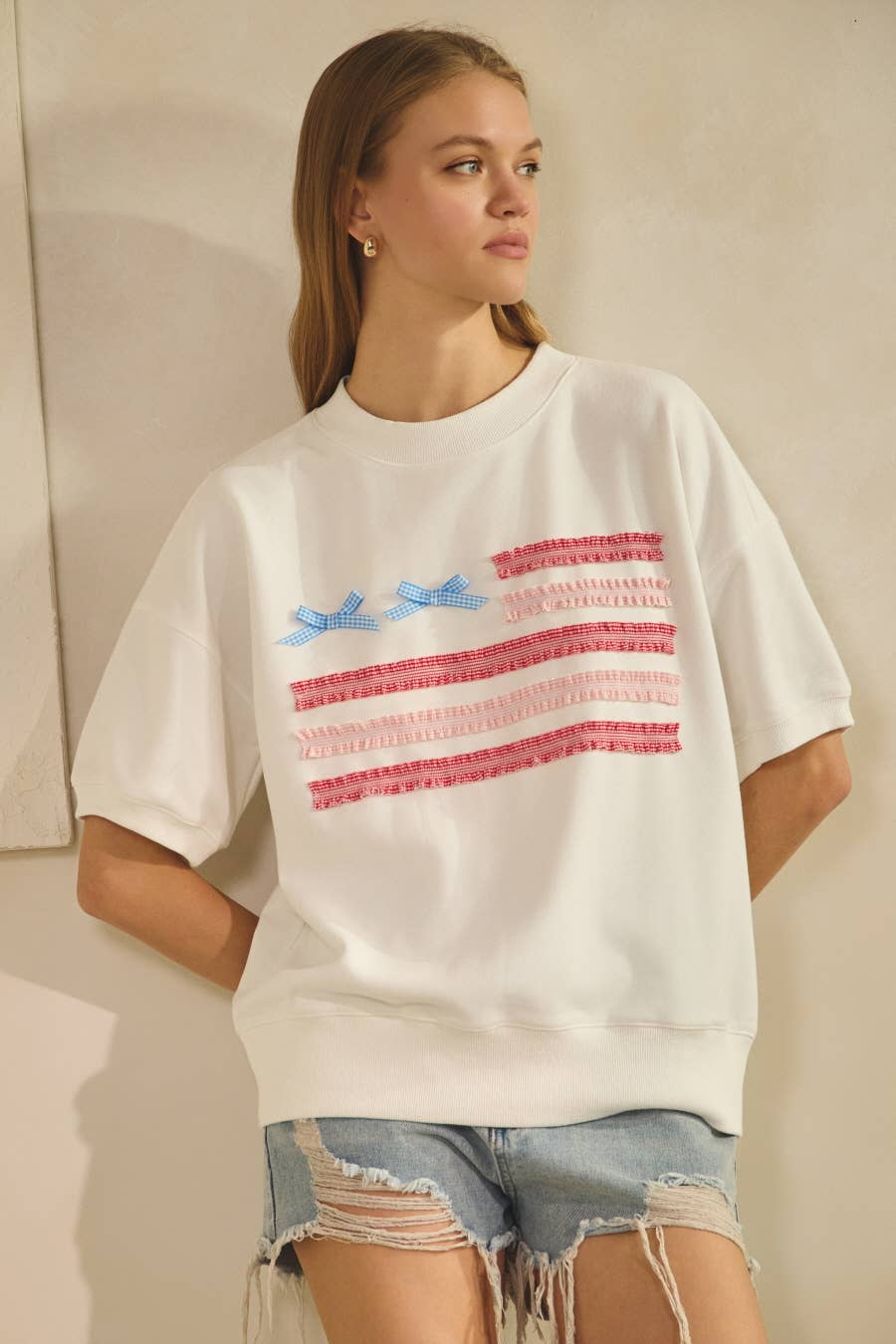 Short-sleeve Sweatshirt: White / S