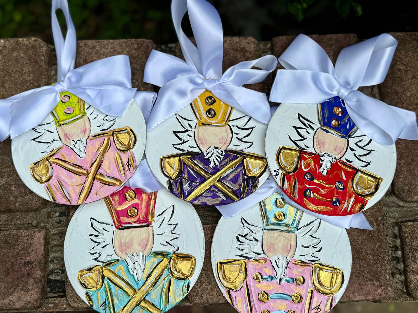 Nutcracker ornament textured hand painted : Red/blue