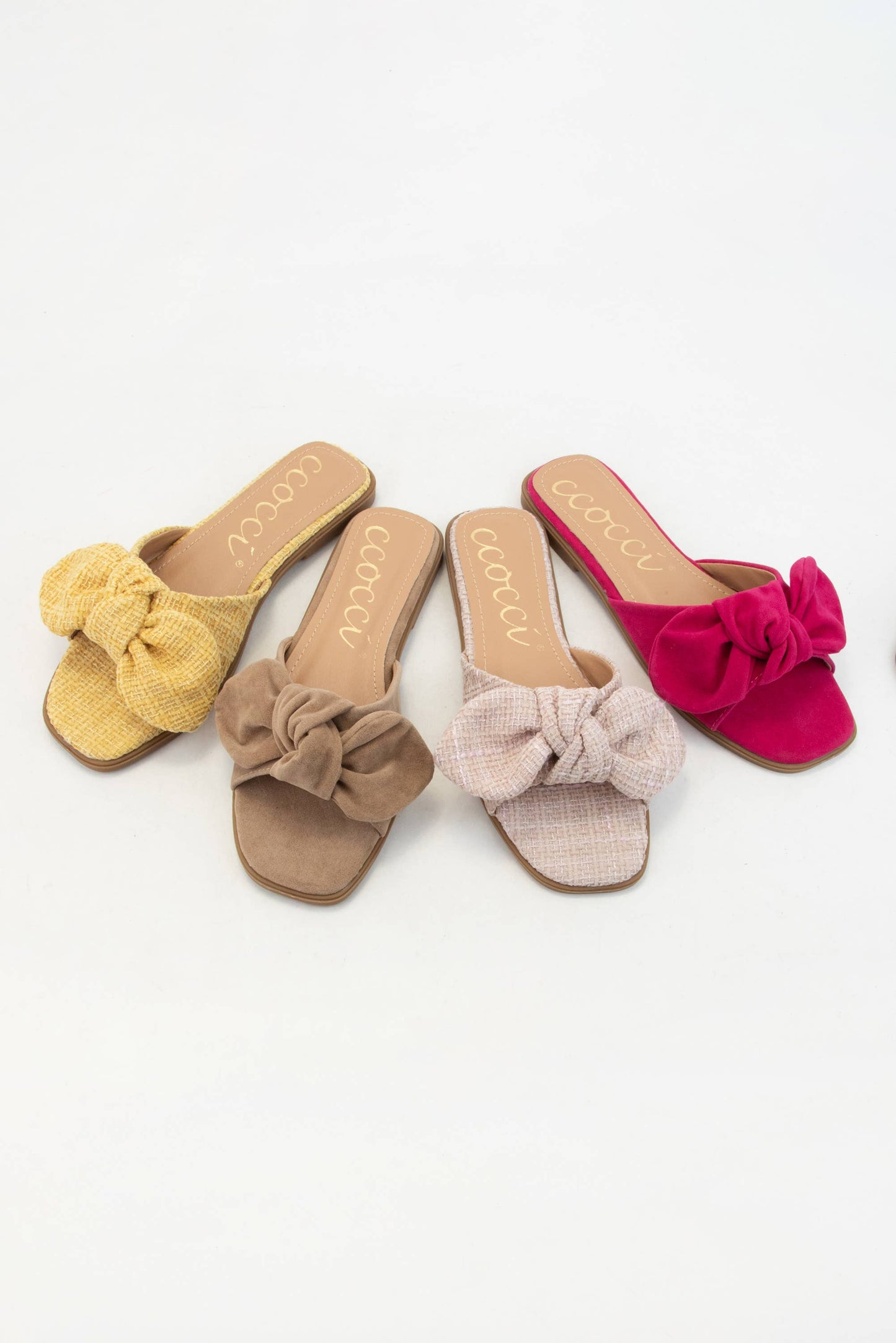 ROUND KNOTTED BOW ESSENTIAL DESIGN SLIP-ON SLIDE SANDAL: FUCHSIA / 6.5